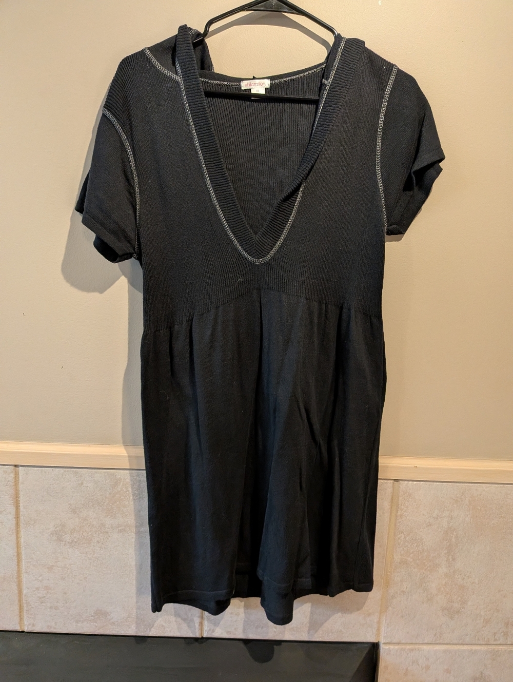 xhilaration, Knit Hooded Cover-up Pullover, Black, Size XL